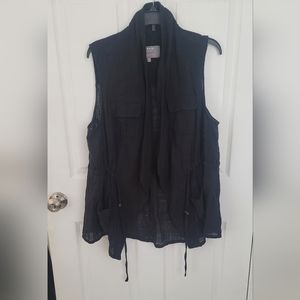 Torrid Black Drape Front Gauze Vest Womens size 1